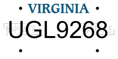 UGL9268 Virginia License Plate