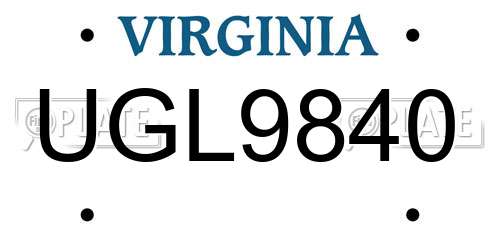 UGL9840 Virginia License Plate