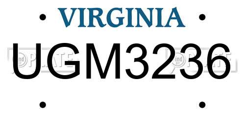 UGM3236 Virginia License Plate
