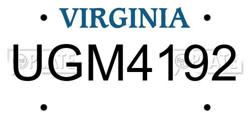 UGM4192 Virginia License Plate