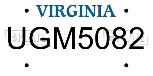 UGM5082 Virginia License Plate
