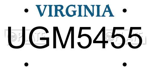 UGM5455 Virginia License Plate