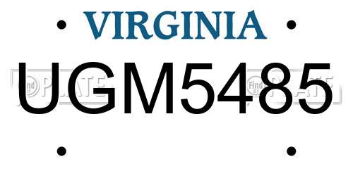 UGM5485 Virginia License Plate