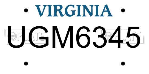 UGM6345 Virginia License Plate