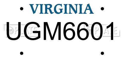UGM6601 Virginia License Plate