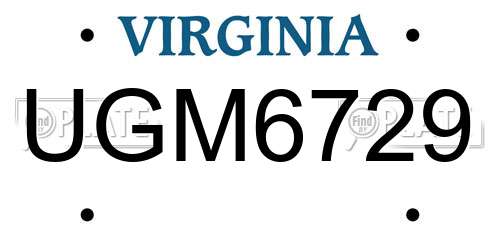 UGM6729 Virginia License Plate