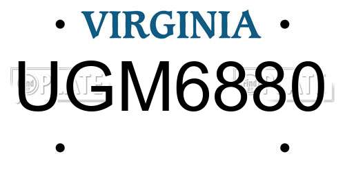 UGM6880 Virginia License Plate