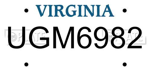 UGM6982 Virginia License Plate