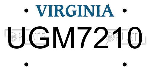 UGM7210 Virginia License Plate