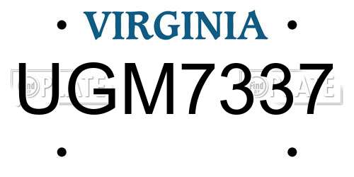 UGM7337 Virginia License Plate
