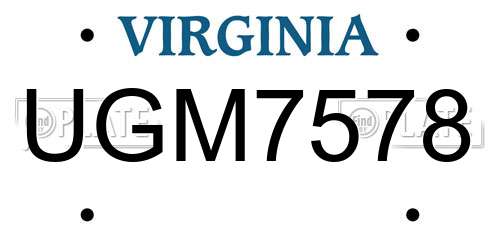 UGM7578 Virginia License Plate