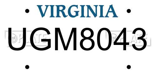 UGM8043 Virginia License Plate
