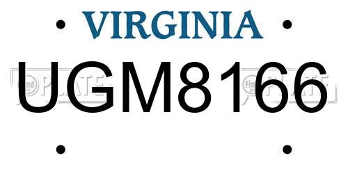 UGM8166 Virginia License Plate