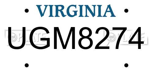 UGM8274 Virginia License Plate