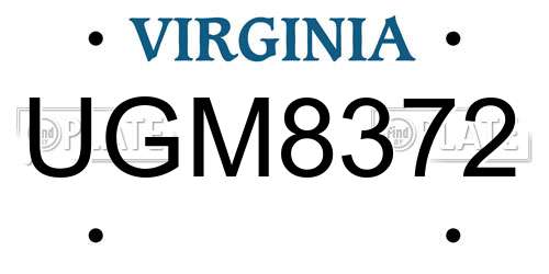 UGM8372 Virginia License Plate
