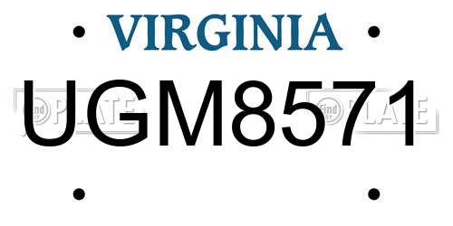 UGM8571 Virginia License Plate