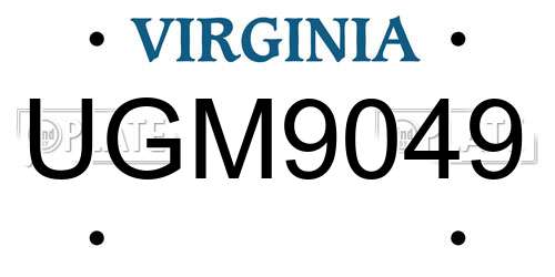 UGM9049 Virginia License Plate