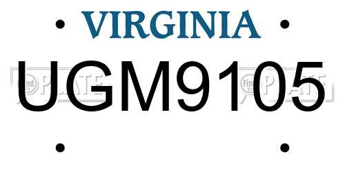 UGM9105 Virginia License Plate