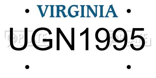 UGN1995 Virginia License Plate