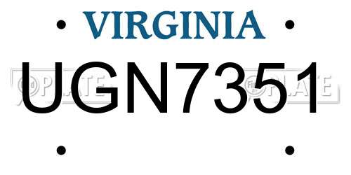 UGN7351 Virginia License Plate