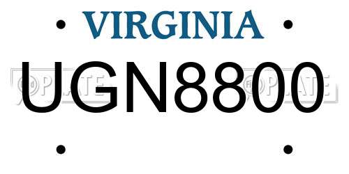 UGN8800 Virginia License Plate