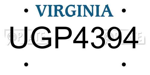 UGP4394 Virginia License Plate
