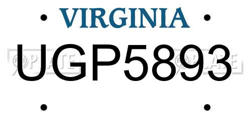 UGP5893 Virginia License Plate