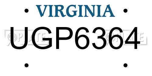 UGP6364 Virginia License Plate