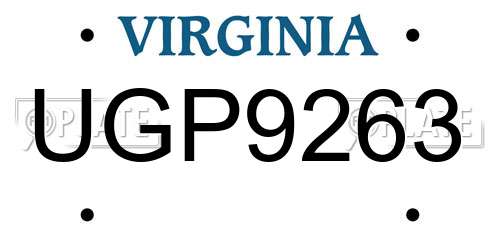 UGP9263 Virginia License Plate