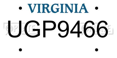 UGP9466 Virginia License Plate