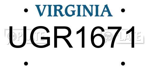 UGR1671 Virginia License Plate