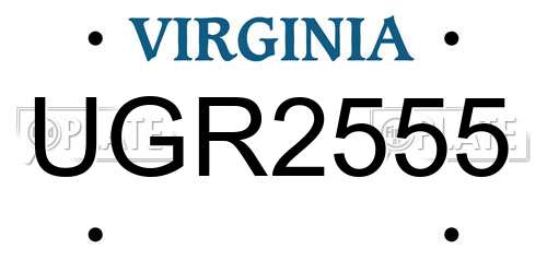 UGR2555 Virginia License Plate