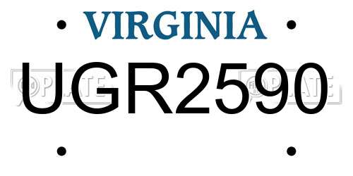 UGR2590 Virginia License Plate