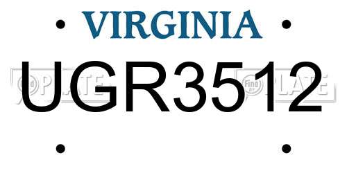 UGR3512 Virginia License Plate