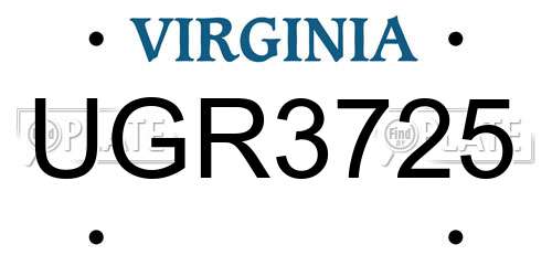 UGR3725 Virginia License Plate