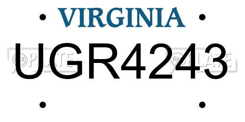 UGR4243 Virginia License Plate