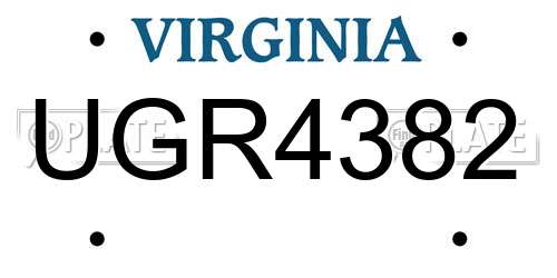 UGR4382 Virginia License Plate