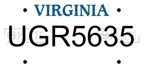 UGR5635 Virginia License Plate