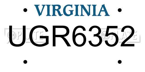 UGR6352 Virginia License Plate