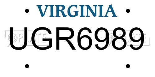 UGR6989 Virginia License Plate