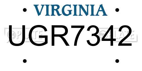UGR7342 Virginia License Plate