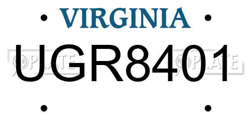 UGR8401 Virginia License Plate