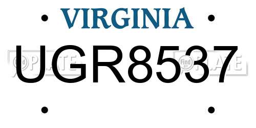UGR8537 Virginia License Plate