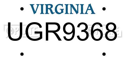 UGR9368 Virginia License Plate