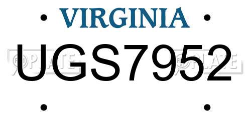 UGS7952 Virginia License Plate