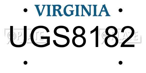 UGS8182 Virginia License Plate
