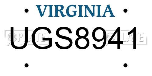 UGS8941 Virginia License Plate