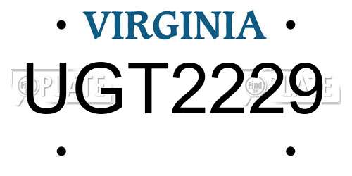 UGT2229 Virginia License Plate
