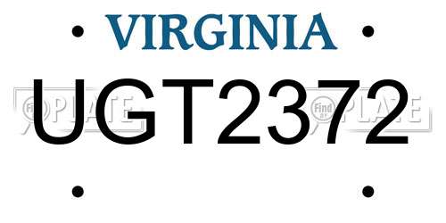 UGT2372 Virginia License Plate