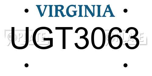 UGT3063 Virginia License Plate